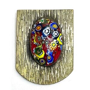 VINTAGE Brooch Red Art Glass Dress Fur Money Clip Vtg Costume Jewelry LOT AU02